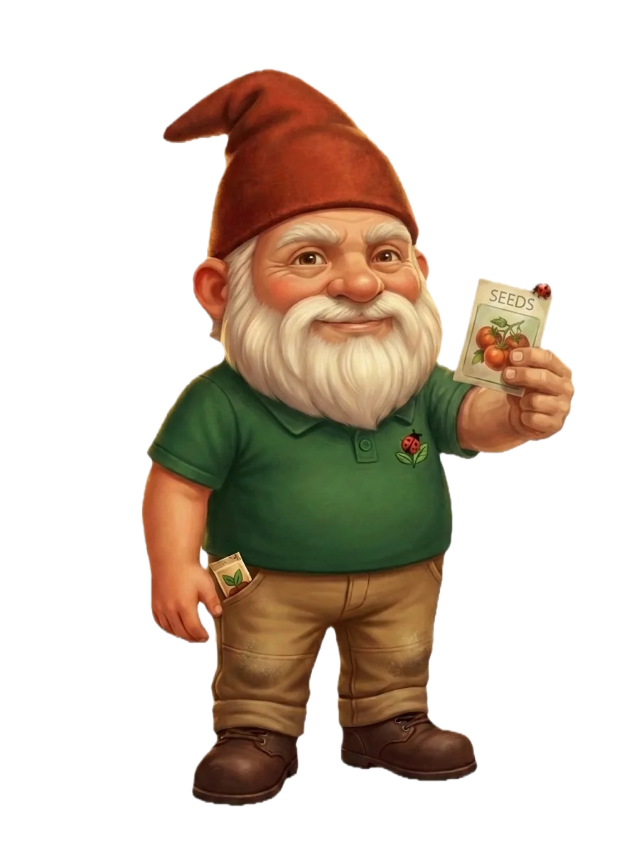 Gnome offering your sun-matched seeds