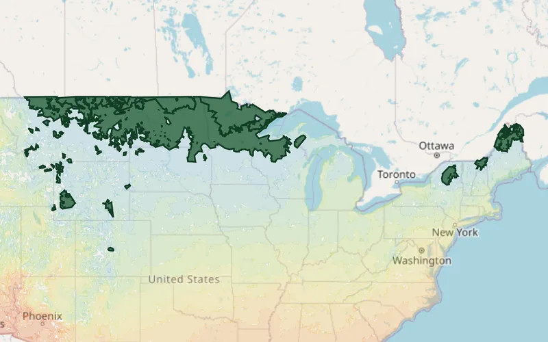 Zones 3B–4A highlighted on the USDA national hardiness zone map