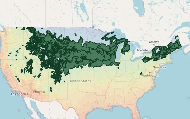 Zones 4B–5B highlighted on the USDA national hardiness zone map