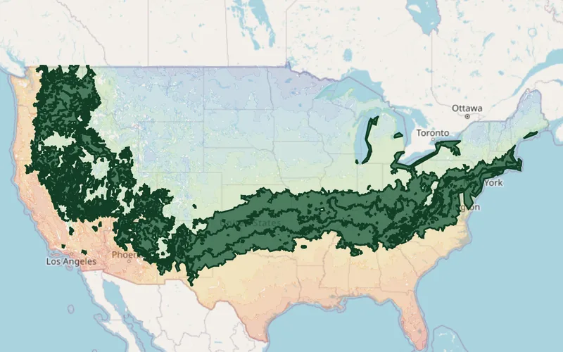 Zones 6B–7B highlighted on the USDA national hardiness zone map
