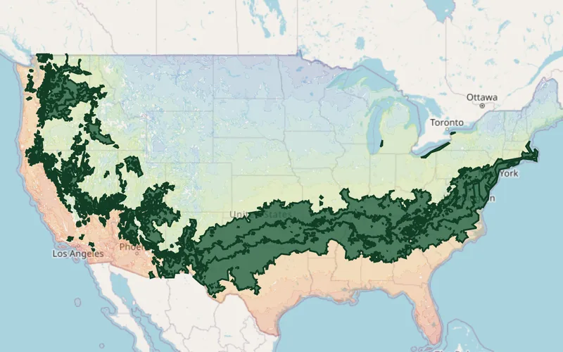 Zones 7A–8A highlighted on the USDA national hardiness zone map